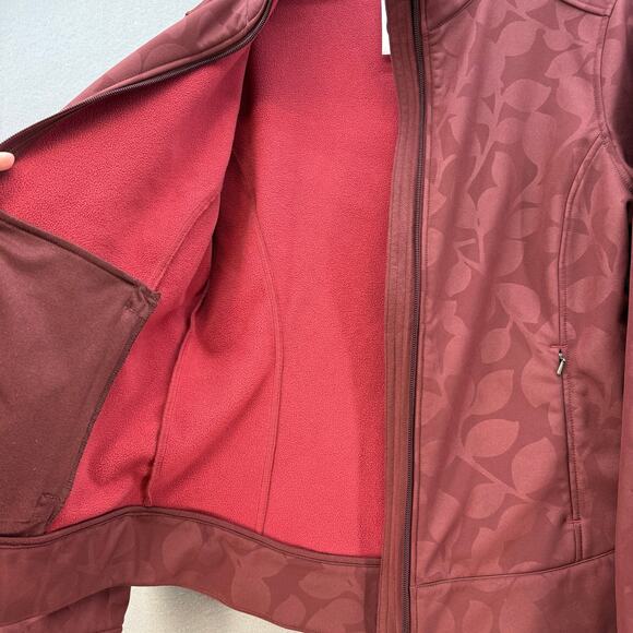 Patagonia Softshell Jacket Women's M Maroon Leaf Patterned Fleece Lined Outdoor - Picture 3 of 10